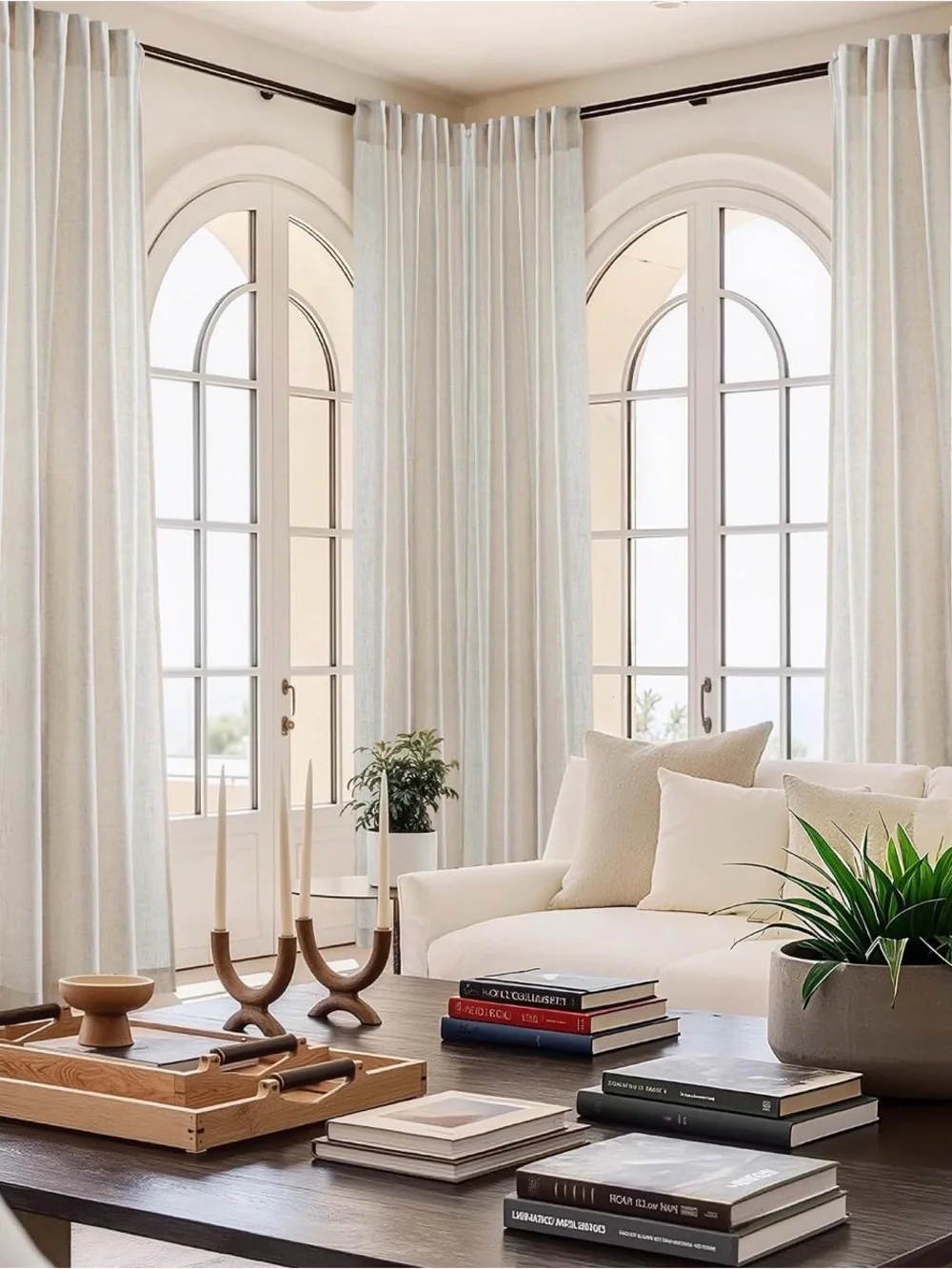 Nicetown Beige Linen Light Filtering Privacy Curtain Panels Rod Pocket 66x96